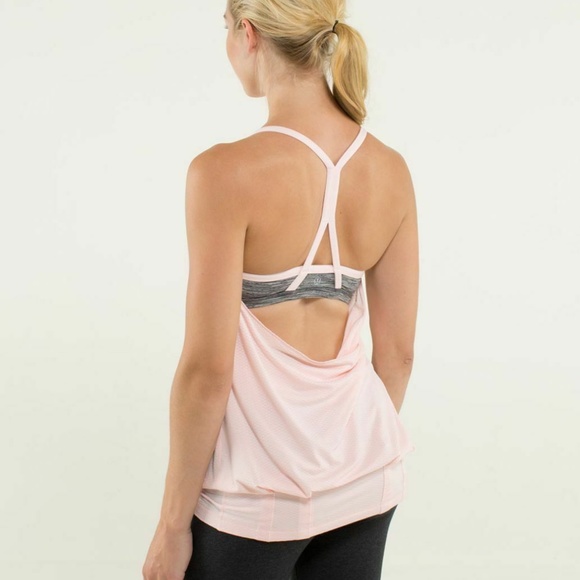 Lululemon Womens Sz 4 Tank Pink CYB LW Mesh Loose Body Fitted hip crossb… - Picture 2 of 11